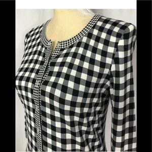 Talbots Black and White Checkered Cardigan